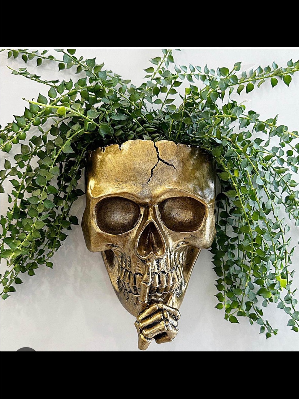 Set of two Gold “Speak no Evil” Skull Planters